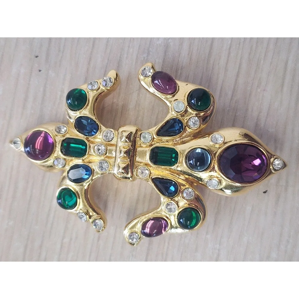 Vintage‎ MVH Crown Michaela Von Habsburg Signed Fleur De Lis Brooch Pendant